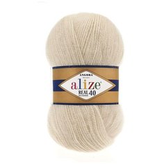 Пряжа Alize Angora Real 40 арт.67 молочно-бежевый (Ангора Реал 40) 40% шерсть, 60% акрил 100г 480м 5шт