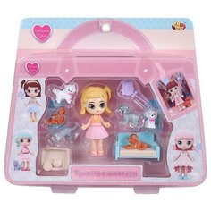 Кукла-мини Любимая кукла с 6 питомцами и диванчиком-лежанкой AbToys PT-01470