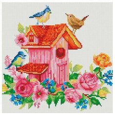 Птичий разговор Мозаика на подрамнике 30х30 Белоснежка