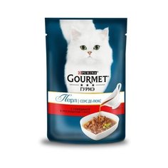 Gourmet Паучи для кошек Соус Де-Люкс с говядиной (Gourmet Perl) 12377533/12439553, 0,085 кг (34 шт)