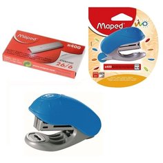 Maped. Степлер детский пластиковый , с встроенным антистепл. +скобы 24/6 и 26/6 арт.404090