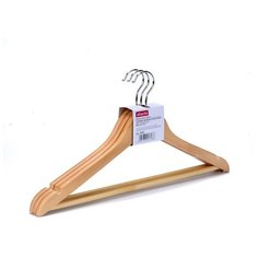 Вешалка-плечики Attache Jas, в перекладиной и выемками, 3 шт, натуральное дерево