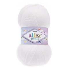 Пряжа Alize Sekerim Bebe (Шекерим Беби) 55 белый 100% акрил 100г 320м 5шт