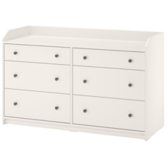 HAUGA хауга Комод с 6 ящиками, белый138x84 см Ikea
