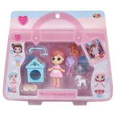 Кукла-мини Любимая кукла с 3 питомцами и будкой для собаки AbToys PT-01469