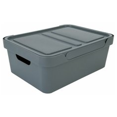 Ящик с крышкой Luxe, 380х276х140 мм, 12 л, полипропилен, цвет серый Бытпласт