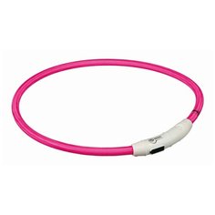 Мигающее кольцо для собак USB, L–XL: 65 см/ф 7 мм, нейлон, розовый, Trixie (ошейник, 12708)