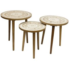 Столики кофейные, набор 3 предмета 50x50x56, 45x45x52, 40x40x47см, Glasar ГЛАСАР