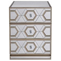 Тумба зеркальная 3 ящика Размер: 46*66*42 см Garda Decor