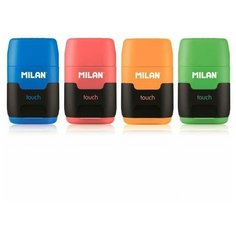 Точилка ручная пластиковая с ластиком Milan Compact Touch Duo (2 отверстия, с контейнером) (4706116)