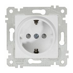 Розетка 1-ая (скрытая, без рамки, с/з, шторки) белая, RITA, MUTLUSAN (16 A, 250 V, IP 20) (2200 605 0201)