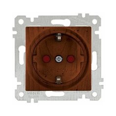 Розетка 1-ая (скрытая, без рамки, с/з, шторки) орех, RITA, MUTLUSAN (16 A, 250 V, IP 20) (2200 605 0257)