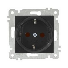 Розетка 1-ая (скрытая, без рамки, с/з, шторки) черная, RITA, MUTLUSAN (16 A, 250 V, IP 20) (2200 605 0284)