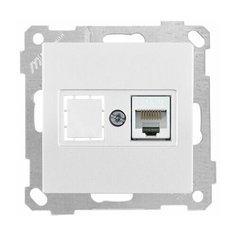 Розетка компьютерная 1xRJ45 (Cat5e, скрытая, без рамки) белая, DARIA, MUTLUSAN ((RJ 45) 8-pin, соединения типа 568A или 568B) (2100 136 0101)