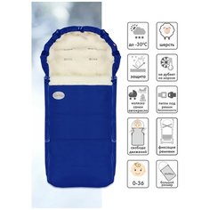 Конверт в коляску меховой Frost синий Чудо Чадо