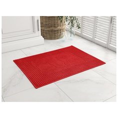 "Коврик махровый для ног Guten Morgen,Red, без рисунка, красный ; Размер: 50 х 70"