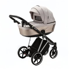 Коляска универсальная Adamex Belissa Special Edition 2 в 1, PS-584 - светло-бежевая с блестками, светло-бежевая перламутр кожа