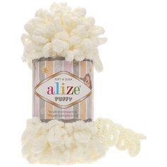 Пряжа Alize Puffy, 100 г, 9 м, 62 светло-молочный
