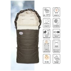 Конверт в коляску меховой Frost хаки Чудо Чадо