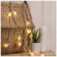 Гирлянда Luazon Lighting Нить, 5 м, "Шарики белые", 30 LED, свечение теплое белое, 8 режимов, 220 V (MT.DCR.IP20.220.06.22-04.1.03)