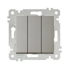 Выключатель 3-клав. (скрытый, без рамки, винт. зажим) титан, RITA, MUTLUSAN (10 A, 250 V, IP 20) (2200 409 0283)