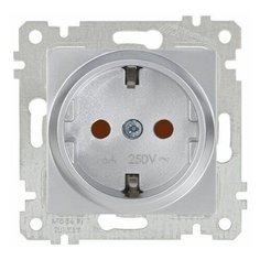 Розетка 1-ая (скрытая, без рамки, с/з, шторки) серебро, RITA, MUTLUSAN (16 A, 250 V, IP 20) (2200 605 0282)