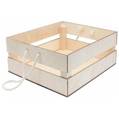 КО-6 Деревянная заготовка из фанеры Кашпо с ручками 25,6*30*12см (бел) Astra & Craft