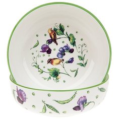 Best Home Porcelain Салатник Луговой горошек 400 мл, 2 шт. белый/зеленый