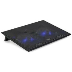 CROWN Подставка для ноутбука CMLS-401 (до 17" Ш*Г*В: 390*270*27 мм. , кулеры: 2*D150*20 мм, синяя подсветка, 3 уровня наклона)
