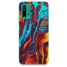 Силиконовый чехол "Желто-голубой флюид" на Xiaomi Redmi 9T / Сяоми Редми 9Т Case Place