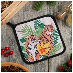 Прихватка "Tropical Christmas" 17х17см,35% х/л,65% п/э,ватин 250г/м2 6861853 Доляна