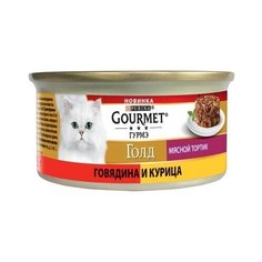 Gourmet Консервы для кошек Мясной Тортик Говядина с курицей (Gourmet Gold) 12423656, 0,085 кг (18 шт)