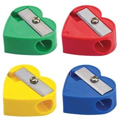 Точилка пифагор, без контейнера, пластиковая, ассорти, сердечко, 226532, 80 шт.