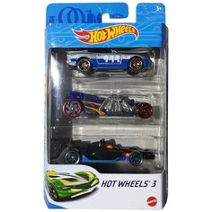 Mattel Hot Wheels K5904 3 машинки (серебрянно-синяя 944, синяя с монстром, черная)