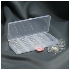 Контейнер для рукоделия, со съёмными ячейками, 25 баночек d = 3 см, 19 × 9,5 × 4 см, цвет прозрачный Арт Узор