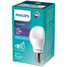 Лампа светодиодная Philips Essential LED 6500K, E27, A55, 7Вт