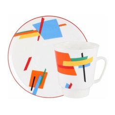 Чашка с блюдцем кофейная. ИФЗ Форма Майская. Рисунок Движение 5. 165 мл. Императорский фарфоровый завод