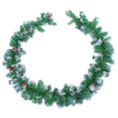 Гирлянда Зимнее волшебство Хвойная, Иней с шишками и ягодами 540658, 270 см, зелeный