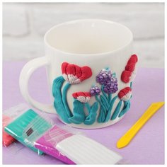 Набор для декорирования кружки полимерной глиной "Тюльпаны"250 мл+полимер,гл,4 цв по15 гр 2877257 Школа талантов