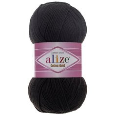 Пряжа Alize Cotton gold, 55 % хлопок, 45 % акрил, 100 г, 330 м, 5 шт., 60 черный