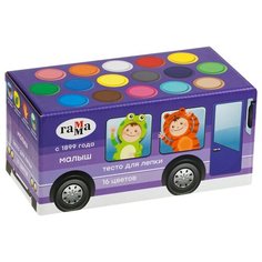 Тесто для лепки Гамма "Малыш. Автобус", 16 цветов, 960г, в подарочной коробке Gamma
