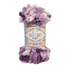Пряжа Alize Puffy color, 4 шт., 5923 сиренев.принт