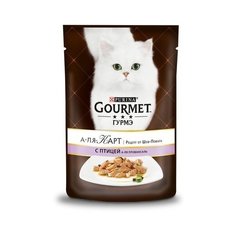 Gourmet Паучи в подливе для кошек с домашней птицей и овощами (Alcte)-12266707/12439712, 0,085 кг (18 шт)