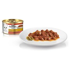 Gourmet Gold влажный корм для взрослых кошек всех пород, кусочки утки с оливками 85 гр (34 шт)