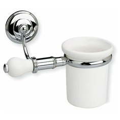 Настенный керамический стакан StilHaus Nemi, хром - белая керамика