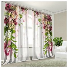 Фототюль Роза 150*270 (2 шт.) МарТекс