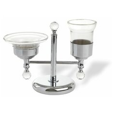 Настольная мыльница + стакан, стекло-хром Stilhaus