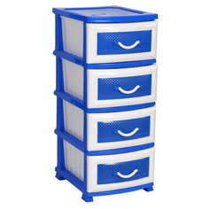 Комод "Дельфин" 4 ящика тёмно-голубой/белый РОССПЛАСТ
