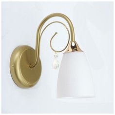 Настенный светильник Vitaluce V3222/1A, E14, 40 Вт, кол-во ламп: 1 шт., цвет арматуры: золотой, цвет плафона: белый