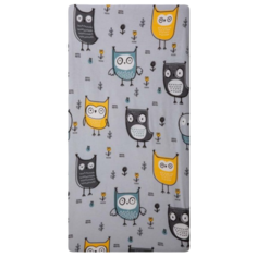 Простыня на резинке Вомбатик Совята, 90 х 200 см, серый